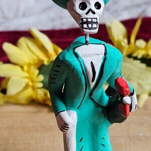 VINTAGE OAXACAN WOMAN WITH ROOSTER SCULPTURE